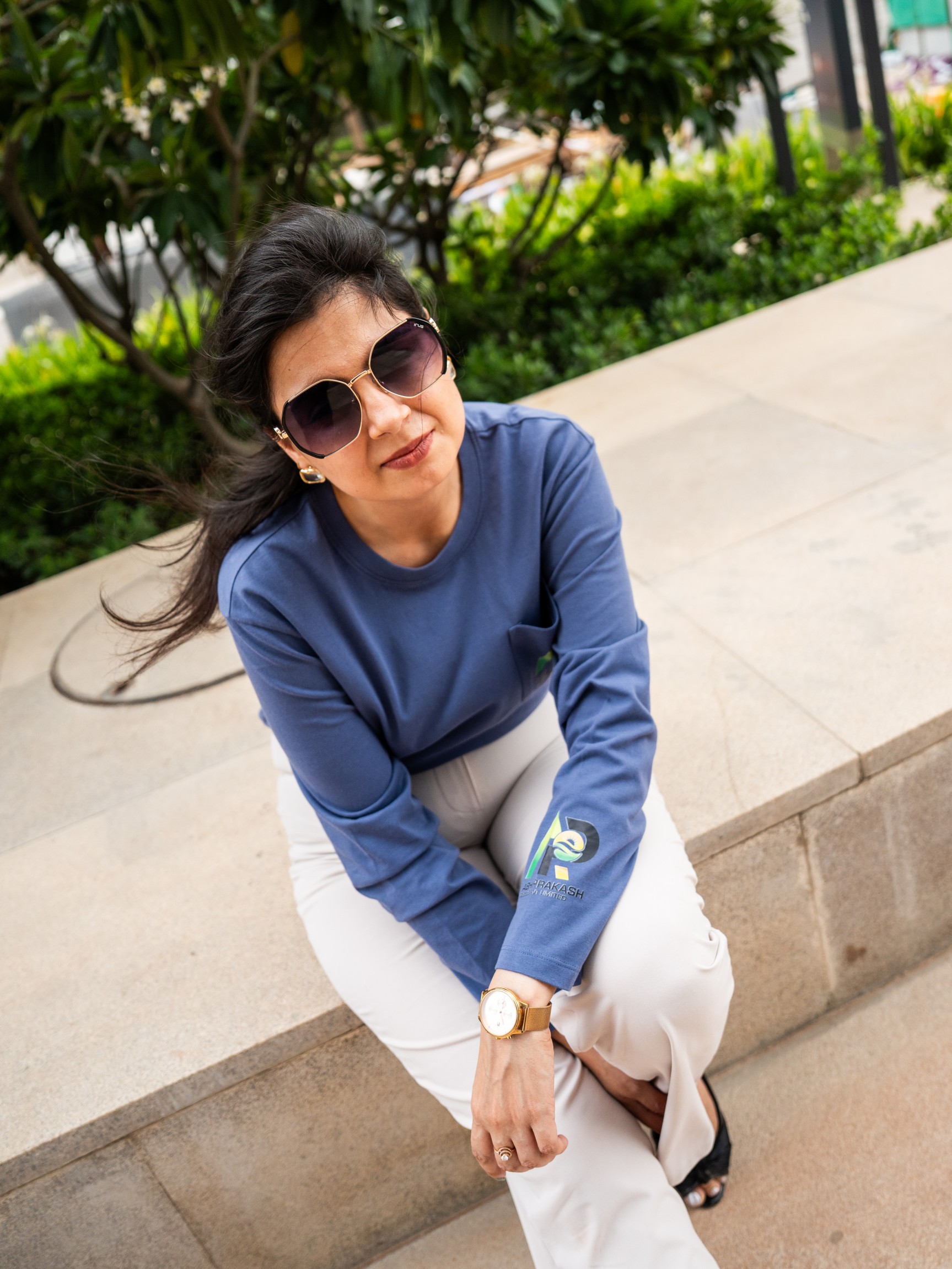 Corporate sustainable fashion campaign showcasing green business wear