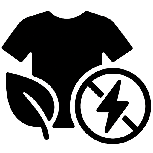 Energy saving icon representing 30-40% energy saved annually with sustainable fabric processing