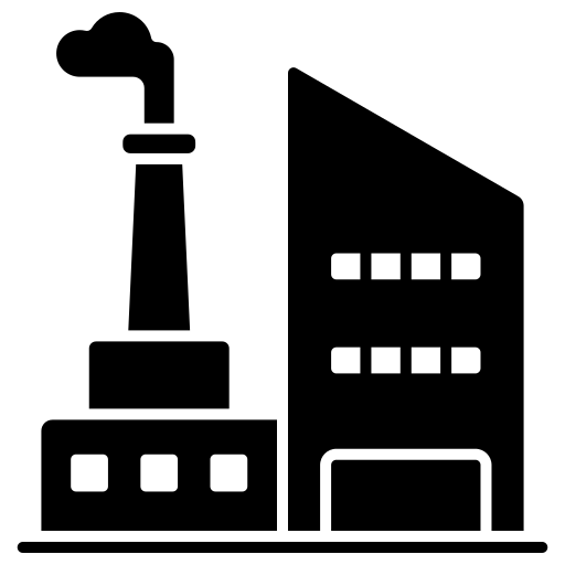 Factory icon showing CO2 emissions reduction