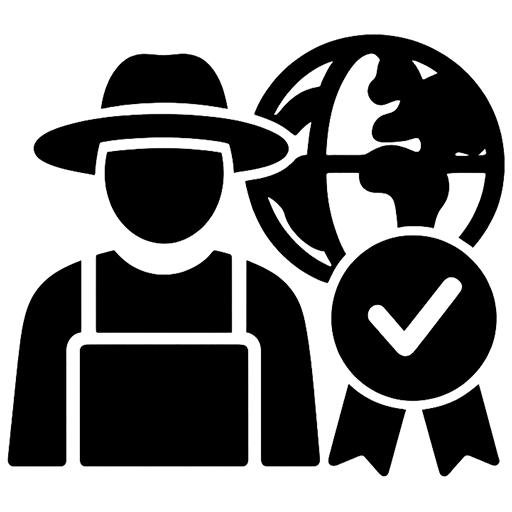 Farmer benefits icon representing 2M+ farmers supported by fair-trade organic efforts