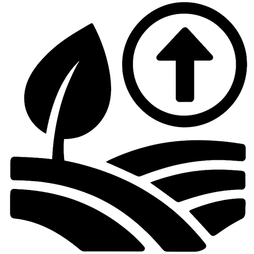 Land use efficiency icon representing 30% better land use with organic farming