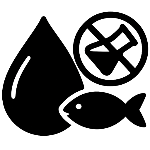Water pollution prevention icon showing 60-70% reduction