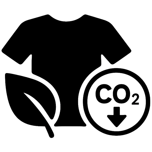 Low carbon footprint icon representing 50-60% reduction per garment