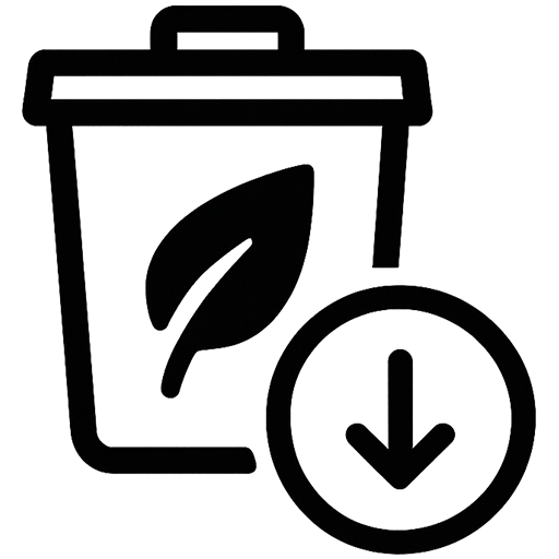 Waste diversion icon representing 30-40% textile waste diverted with biodegradable materials